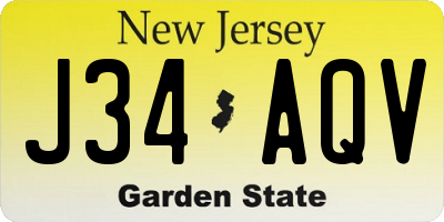 NJ license plate J34AQV