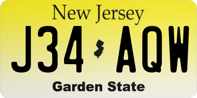 NJ license plate J34AQW