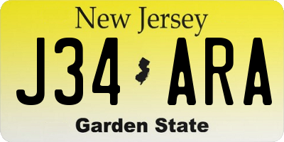 NJ license plate J34ARA