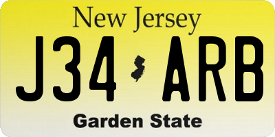 NJ license plate J34ARB