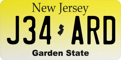 NJ license plate J34ARD