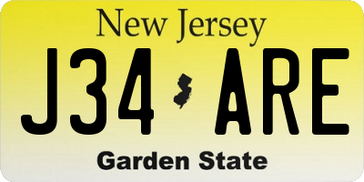 NJ license plate J34ARE