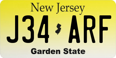 NJ license plate J34ARF