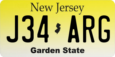 NJ license plate J34ARG