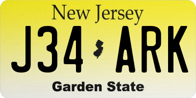 NJ license plate J34ARK