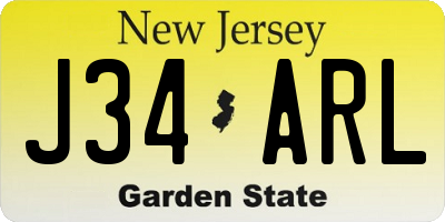 NJ license plate J34ARL