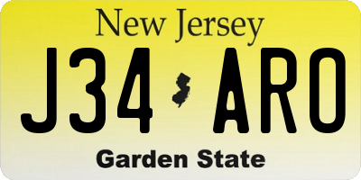 NJ license plate J34ARO