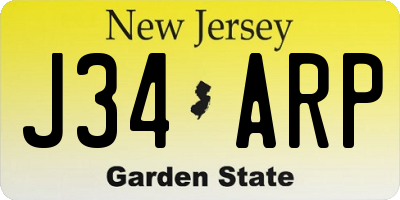 NJ license plate J34ARP