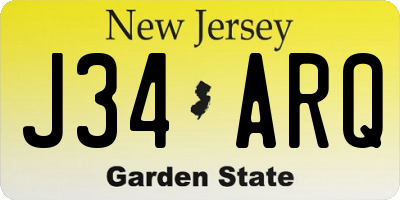 NJ license plate J34ARQ