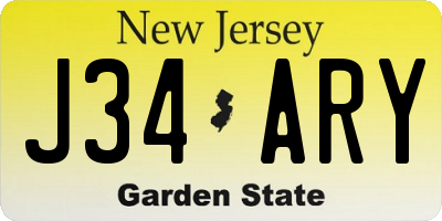 NJ license plate J34ARY