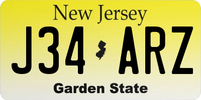 NJ license plate J34ARZ