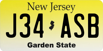 NJ license plate J34ASB