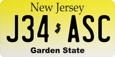 NJ license plate J34ASC