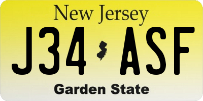 NJ license plate J34ASF