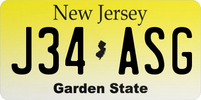 NJ license plate J34ASG