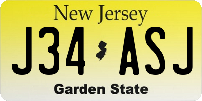 NJ license plate J34ASJ