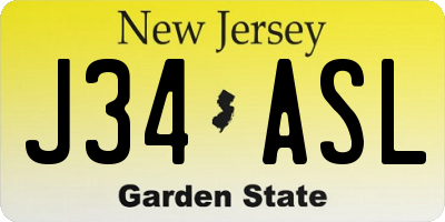 NJ license plate J34ASL