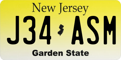 NJ license plate J34ASM