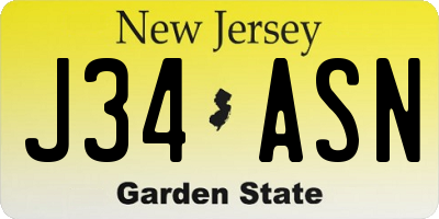 NJ license plate J34ASN