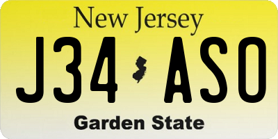 NJ license plate J34ASO