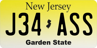 NJ license plate J34ASS