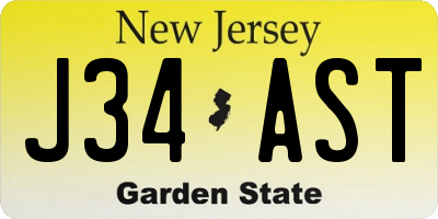 NJ license plate J34AST