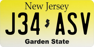 NJ license plate J34ASV