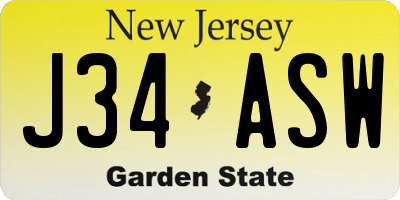 NJ license plate J34ASW