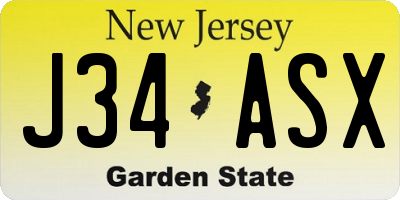 NJ license plate J34ASX