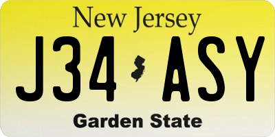 NJ license plate J34ASY
