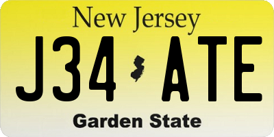 NJ license plate J34ATE