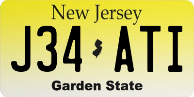 NJ license plate J34ATI