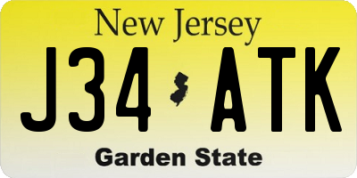 NJ license plate J34ATK