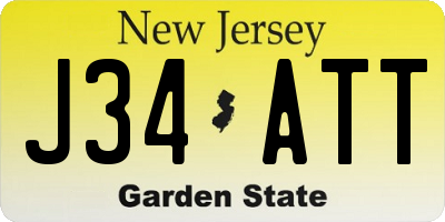 NJ license plate J34ATT