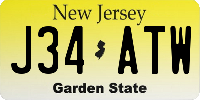 NJ license plate J34ATW