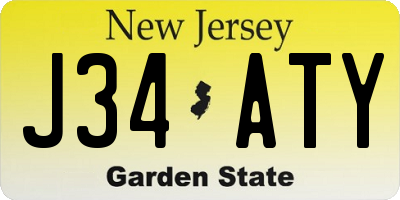 NJ license plate J34ATY