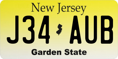 NJ license plate J34AUB