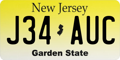 NJ license plate J34AUC