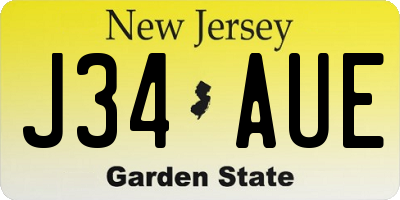 NJ license plate J34AUE