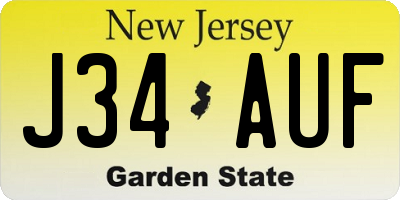 NJ license plate J34AUF