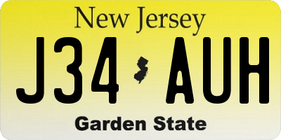 NJ license plate J34AUH