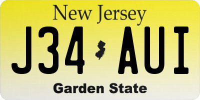 NJ license plate J34AUI