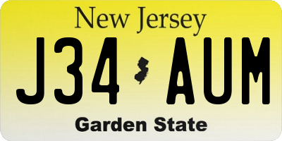 NJ license plate J34AUM