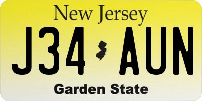 NJ license plate J34AUN