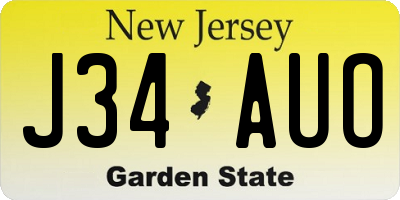 NJ license plate J34AUO