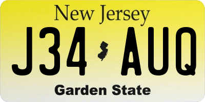 NJ license plate J34AUQ