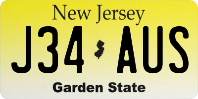 NJ license plate J34AUS