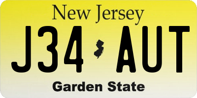 NJ license plate J34AUT