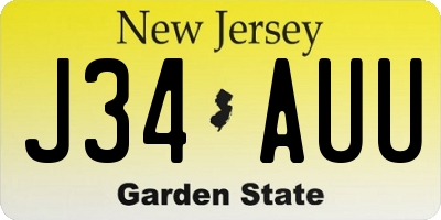 NJ license plate J34AUU