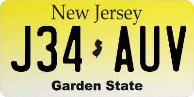 NJ license plate J34AUV